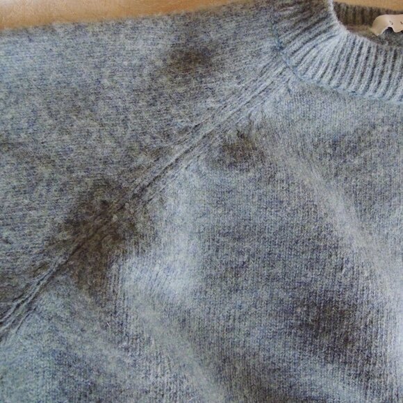 Olive Blue Unbalanced Crew Neck Wool Blend Sweater M/L - Picture 4 of 10